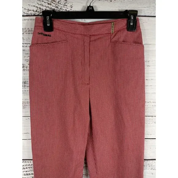 Lauren Ralph Lauren Pants Womens 4P Red White Check Cropped Stretch Dress Petite - Picture 2 of 6